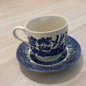 Churchill Blue Willow Teacup & Saucer
